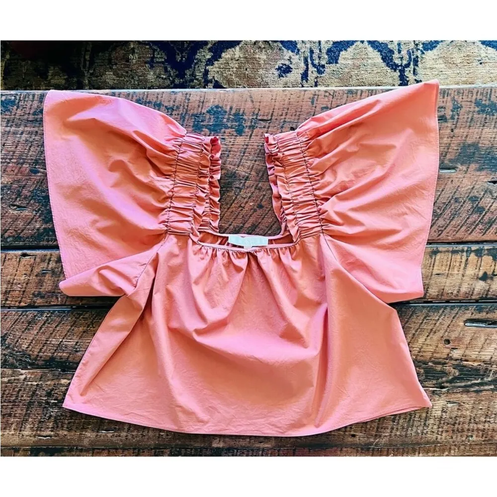 Salmon Karlie poplin square neckline size medium - Image 7