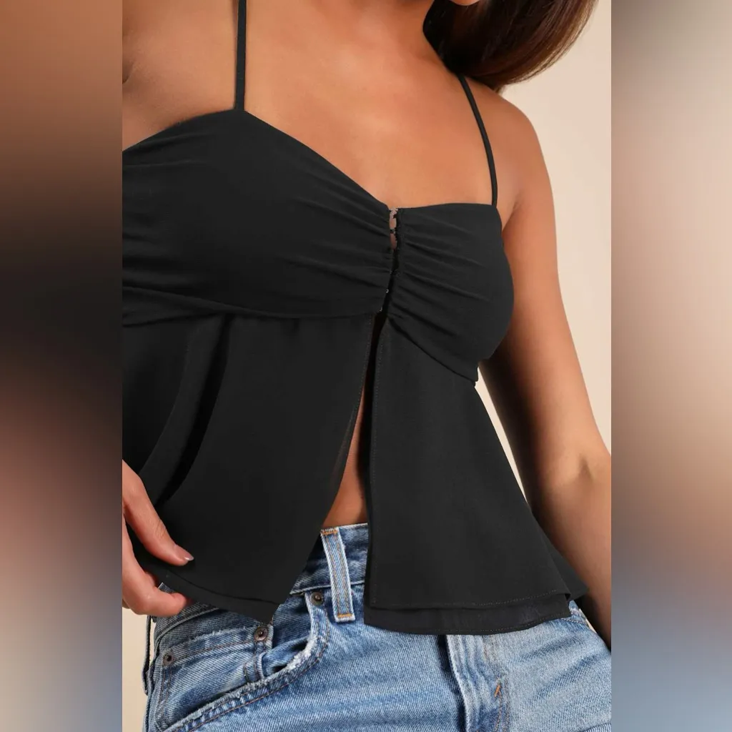 LULU’S Anayah Black Tiered Cami Crop Top - Image 5