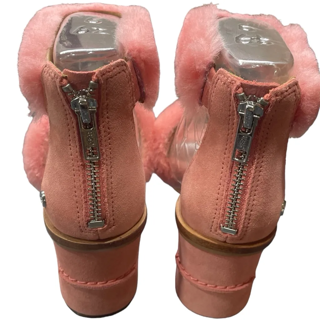 NWT UGG Del Rey Fluff Heel light pink chunky heeled sandals w/fur accent / 6 - Image 12