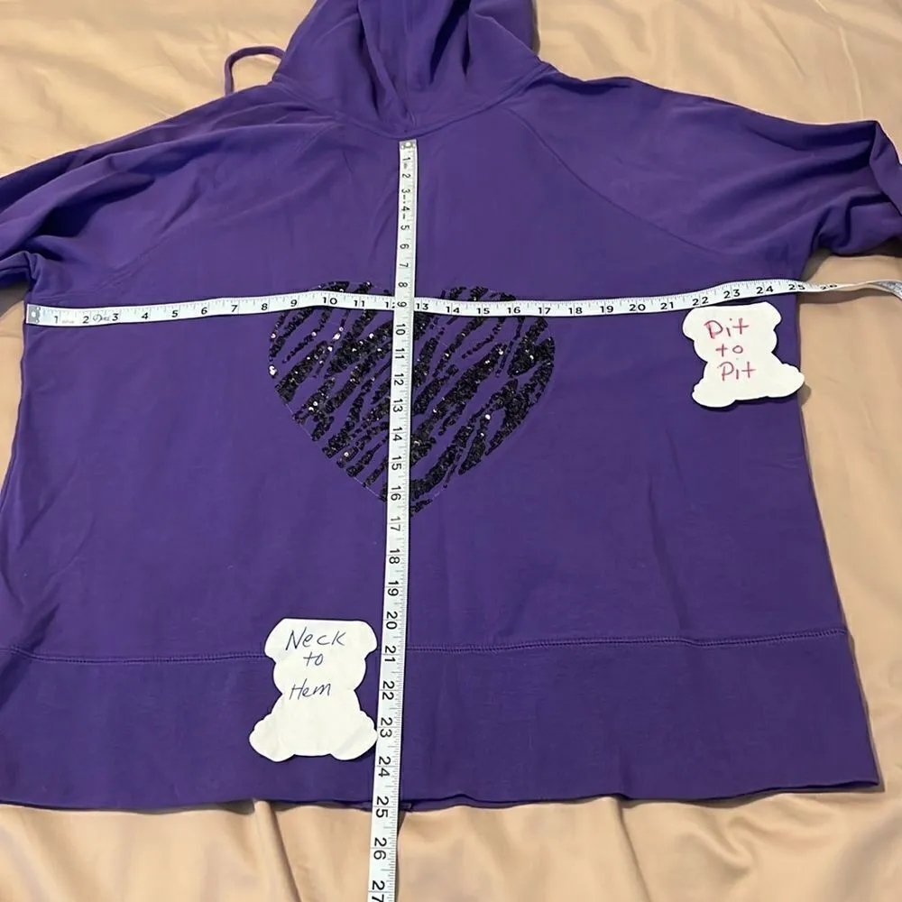 Lane Bryant size 18/20 purple zip front hoodie w/pockets & sequin accents GUC - Image 6