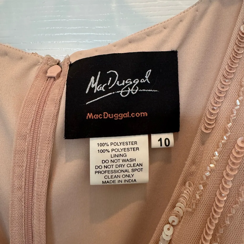 NWT Mac Duggal 9064 Pink Embellished Cap Sleeve Faux Wrap Trumpet Gown Size 10 - Image 9