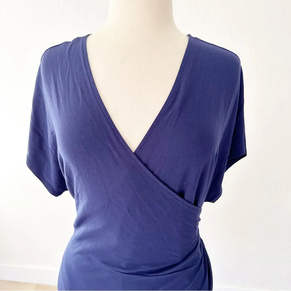 Universal Standard True Blue Navy Fine Jersey Wrap Top | Small 14-16 - Image 4