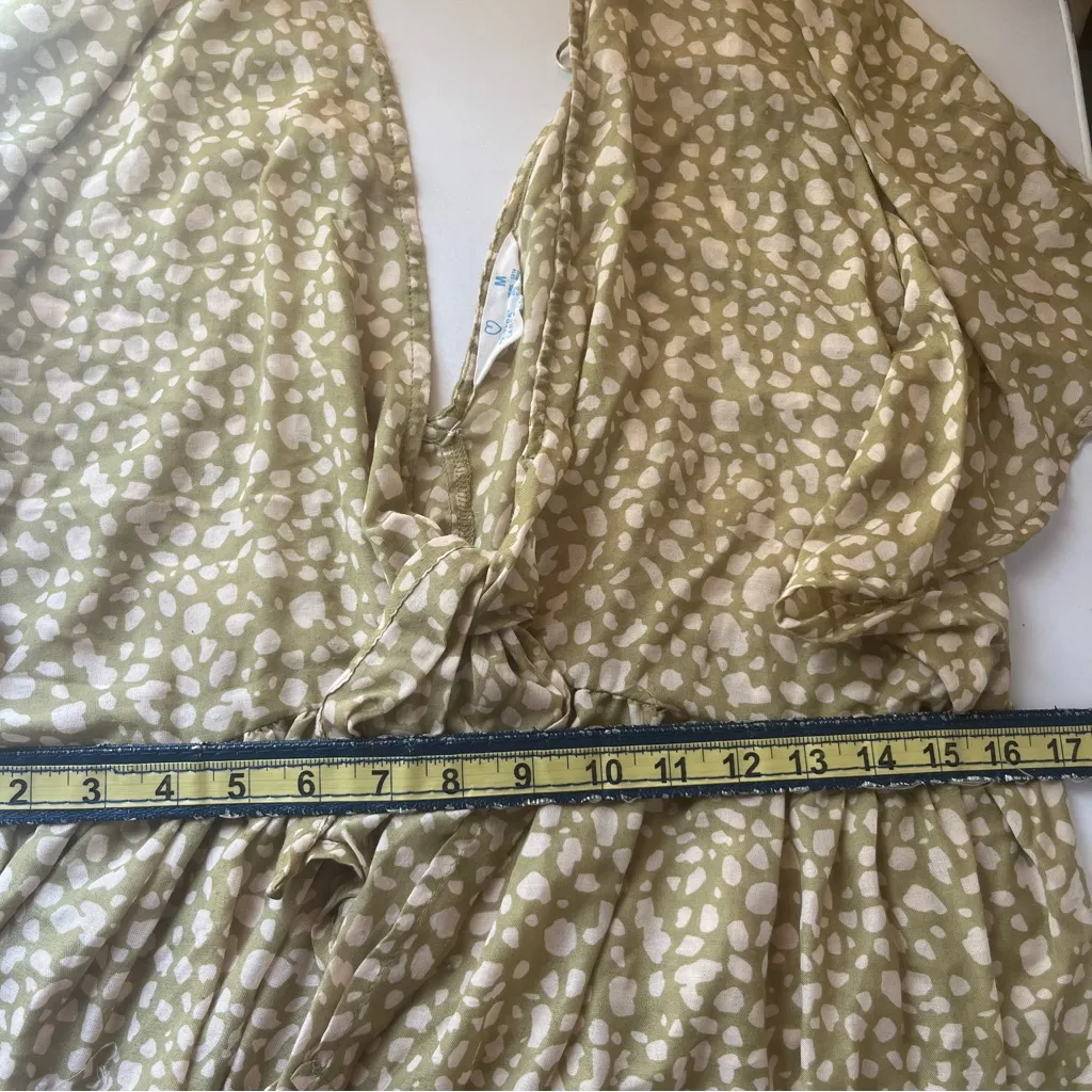 Primark Green and Cream Patterned Dress Medium Large - Image 6