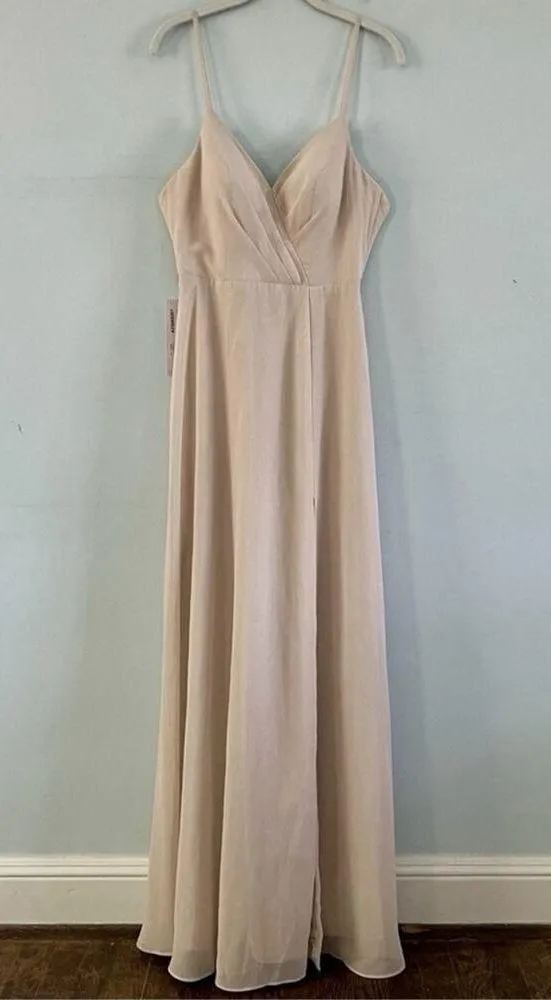 NWT Azazie Everleigh Frost A-Line Pleated Chiffon Maxi Bridesmaid Dress - Image 4