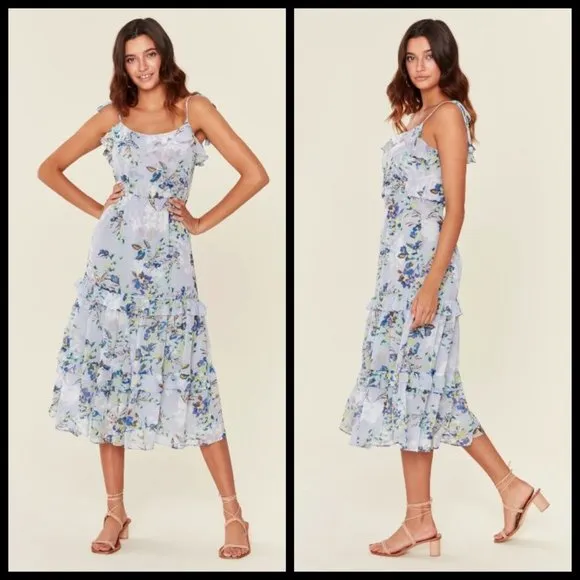 đź’•MISA LOS ANGELESđź’• Inae Dress Chiffon Tiered Ruffle Viscose M Medium NWT - Image 2