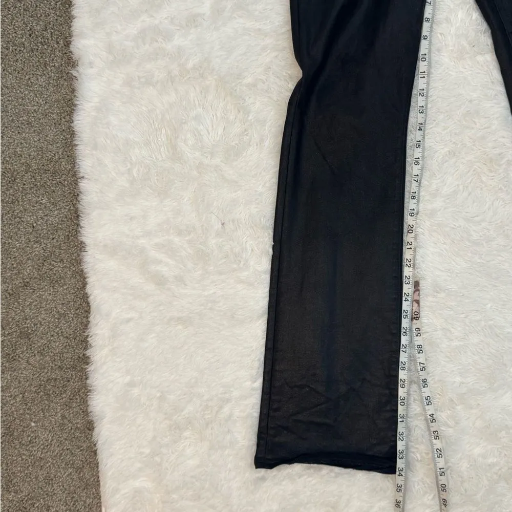 L'AGENCE Clayton High Rise in Noir Coated Cotton-Blend Pants Size 32 - Image 10