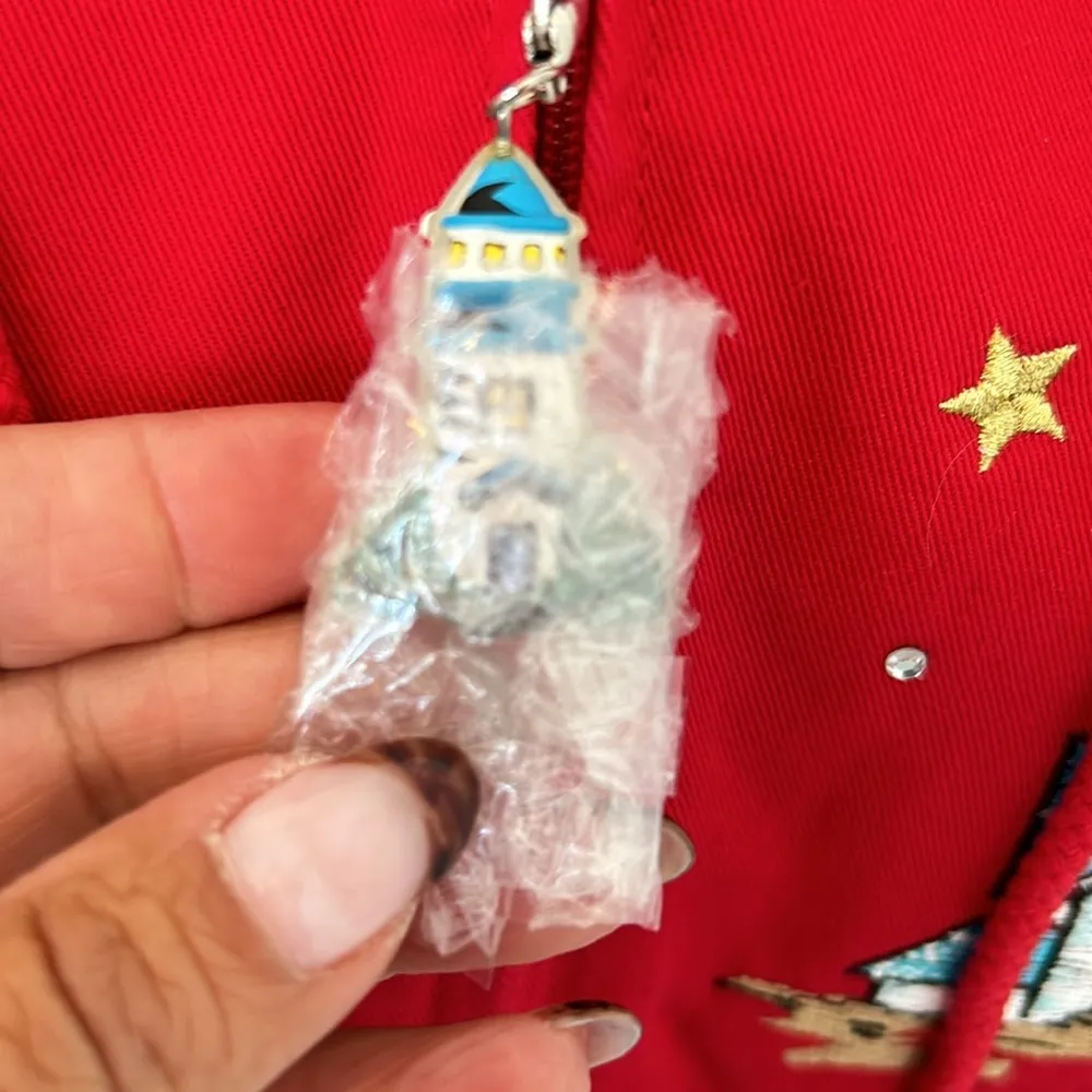 Quacker Factory Red Embroidered Lighthouse Hooded Jacket - Image 5