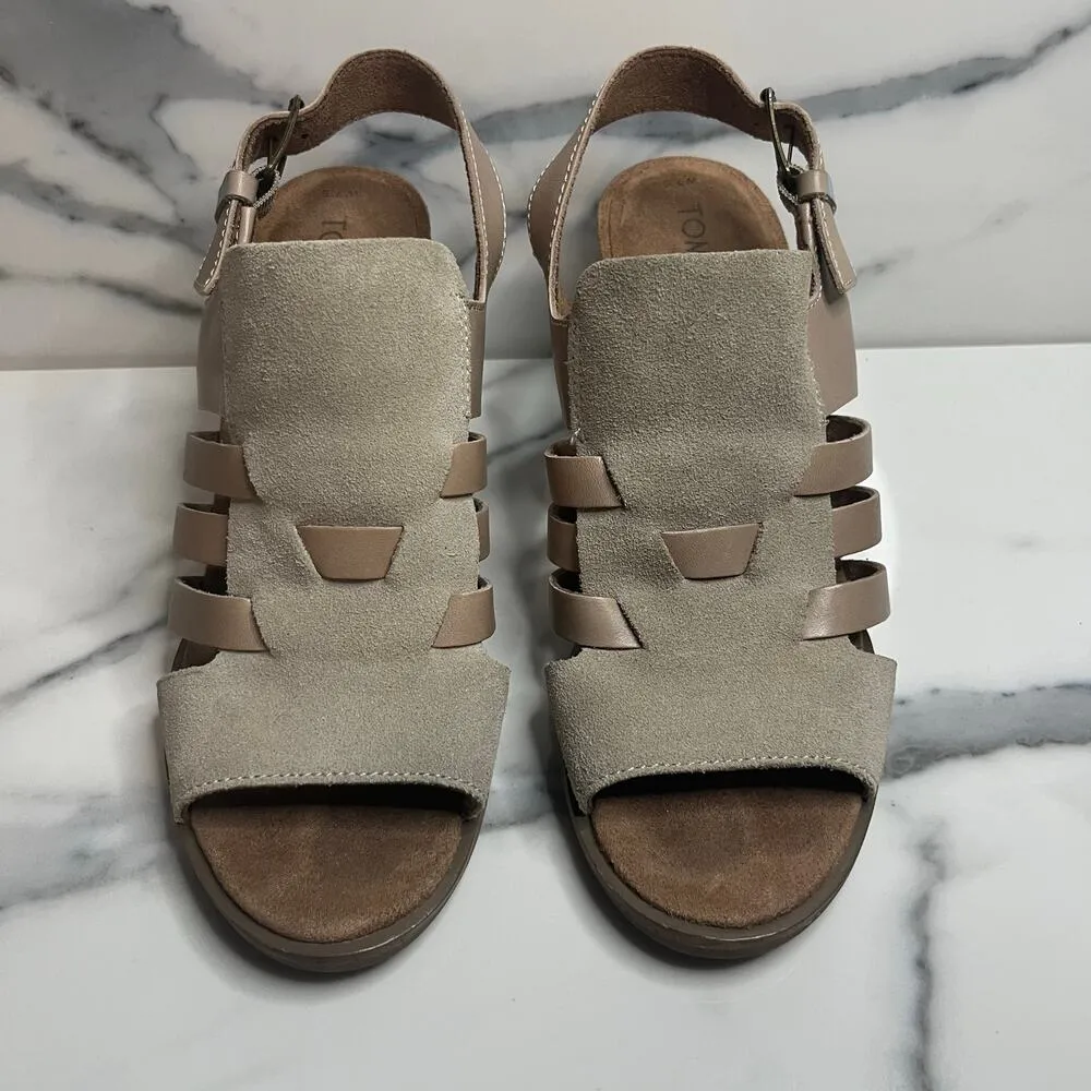 TOMS | Minimalist Women's Beige Casual Block Heel Majorca Woven Sandals Sz 7.5 - Image 2