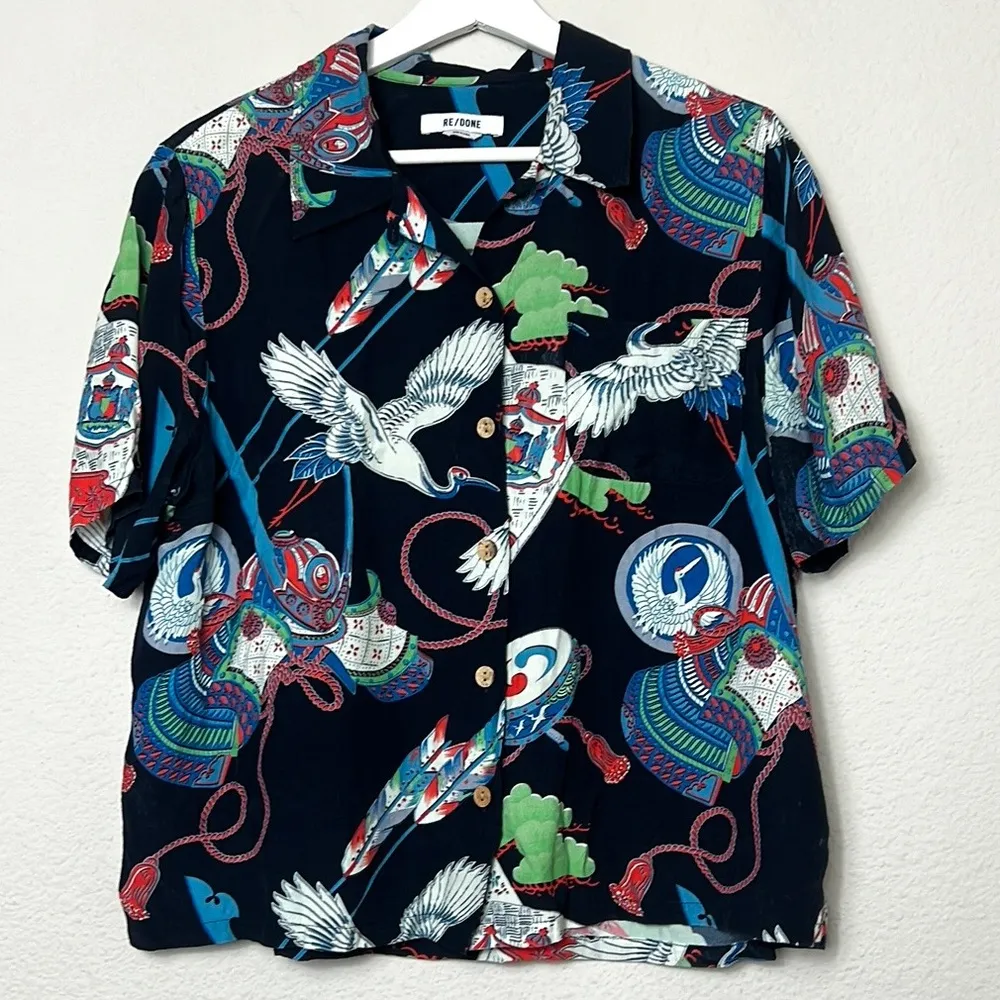 RE/DONE 50s Hawaiian Shirt Japanese Tsuru - Image 2