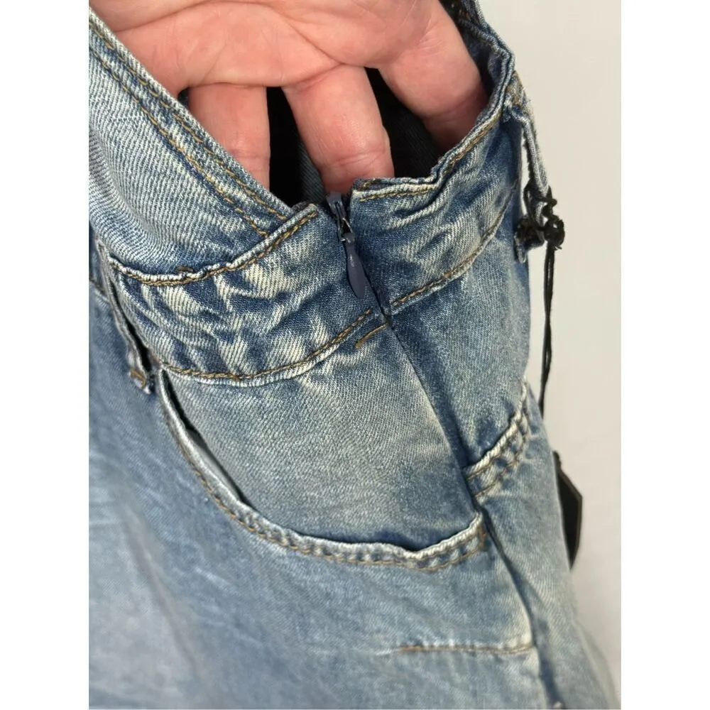 One X Oneteaspoon Starr Issue Light Wash Denim Overall Dress Size Large NWT - Image 9