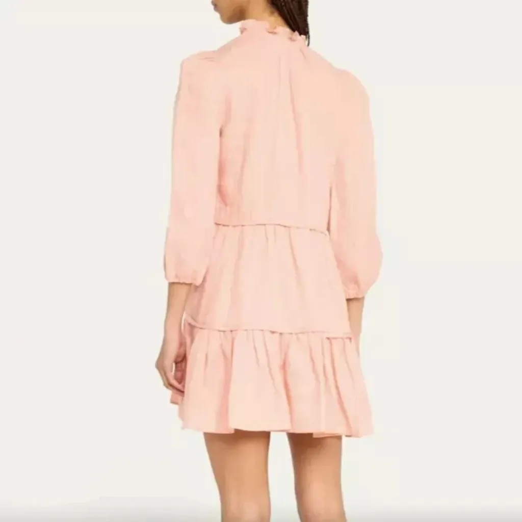 Veronica Beard Hawken Tiered‎ Linen Minidress Size 8 Pink Babydoll - Image 14
