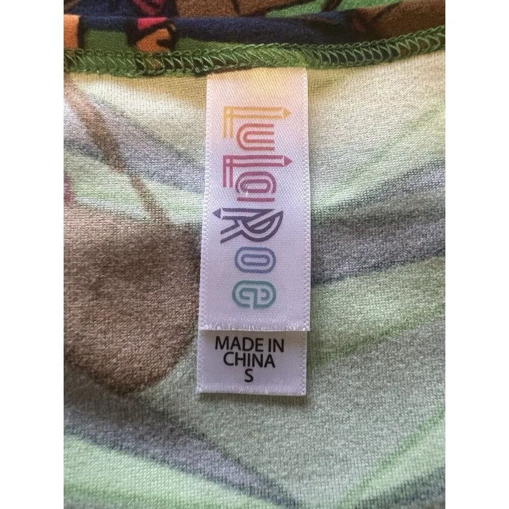 LuLaRoe T Shirt Large Green brown cat kitty kitten on sled Size Small Winter NWT - Image 6