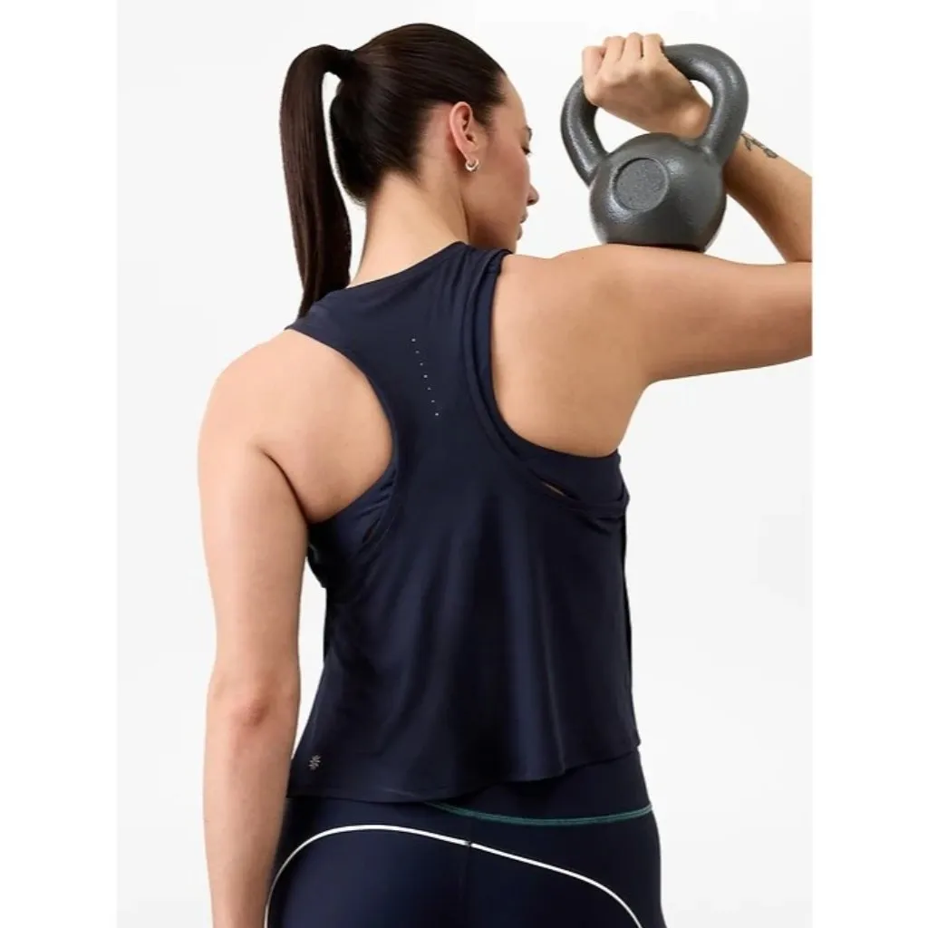 Athleta XL Grid Knit Singlet Tank Navy Blue X-Large - Image 5