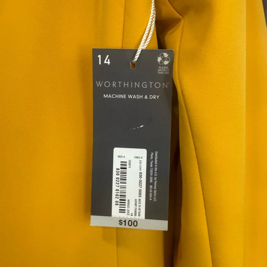 Worthington Women's Vibrant Yellow Blazer‎ Size 14 - Image 3