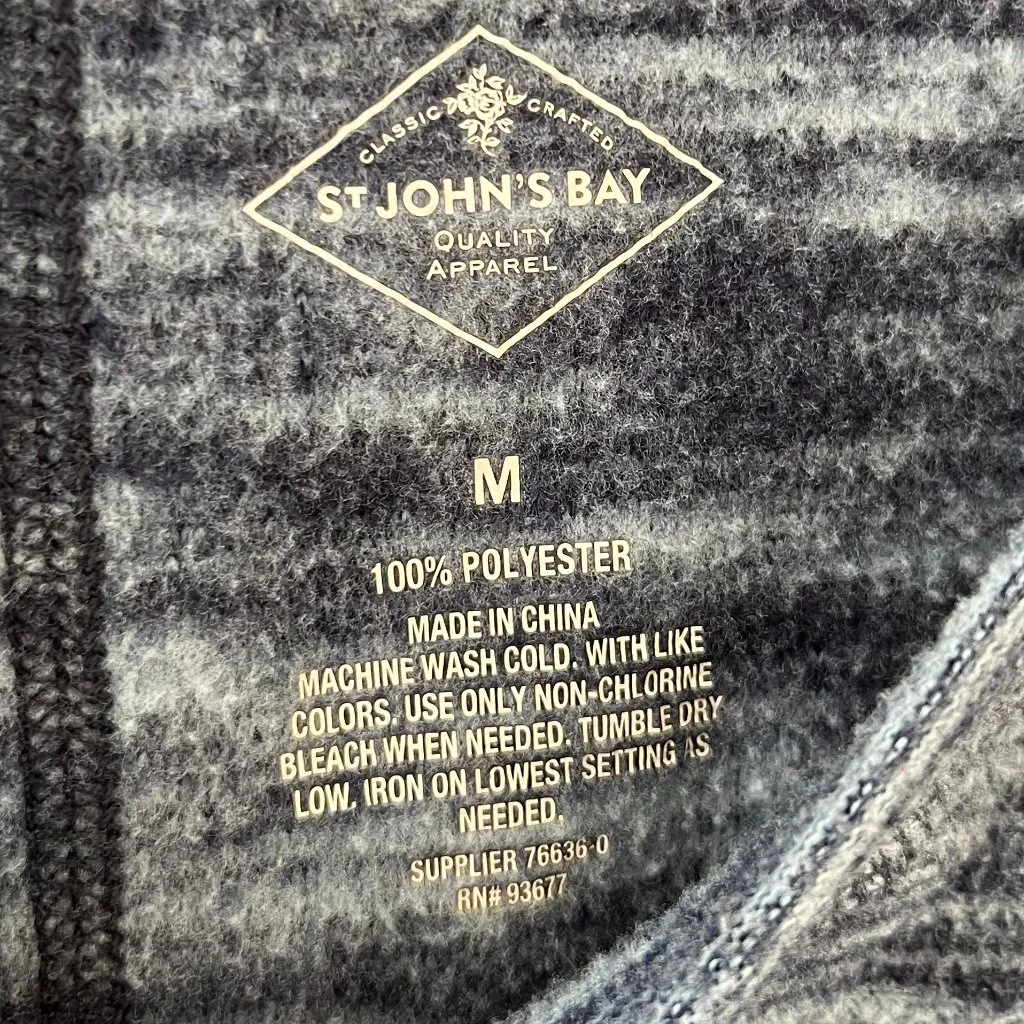 St. Johns Bay Sz M Blue V Neck Polar Fleece Long Sleeve Pullover Sweatshirt - Image 2