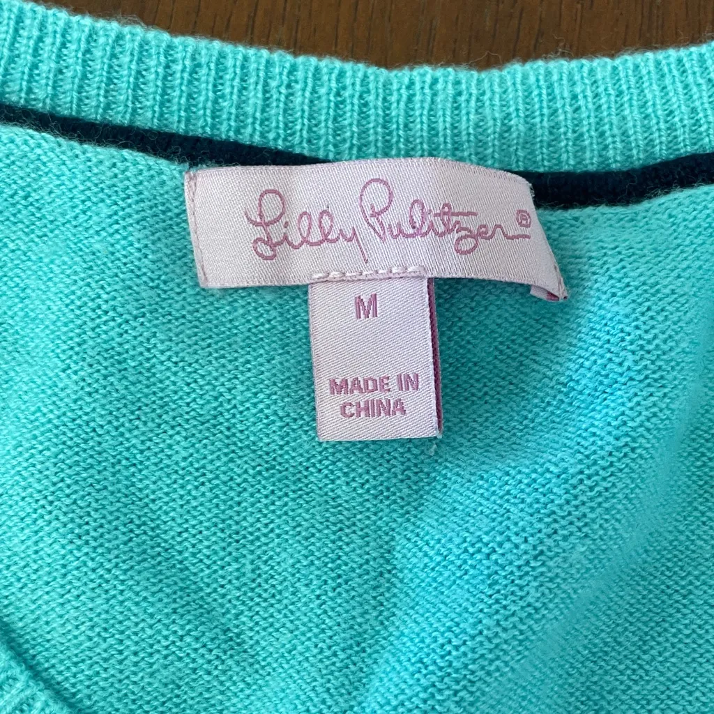 Lilly Pulitzer Charter Starfish Sweater Tiffany Blue womens size Medium Crewneck - Image 4