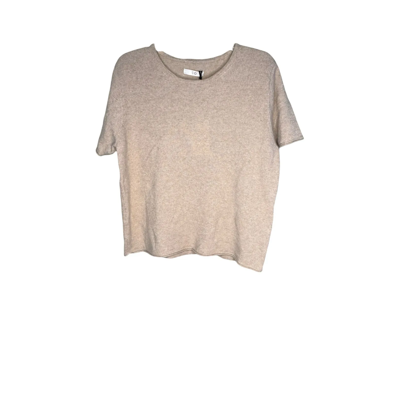 Co NWT Cashmere/Silk Blend Short Sleeve Sweater in Sand Size XL Tan - Image 5