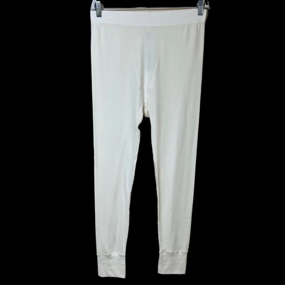 POINTELLE Logo Leggings Large Bone NWT - Image 2