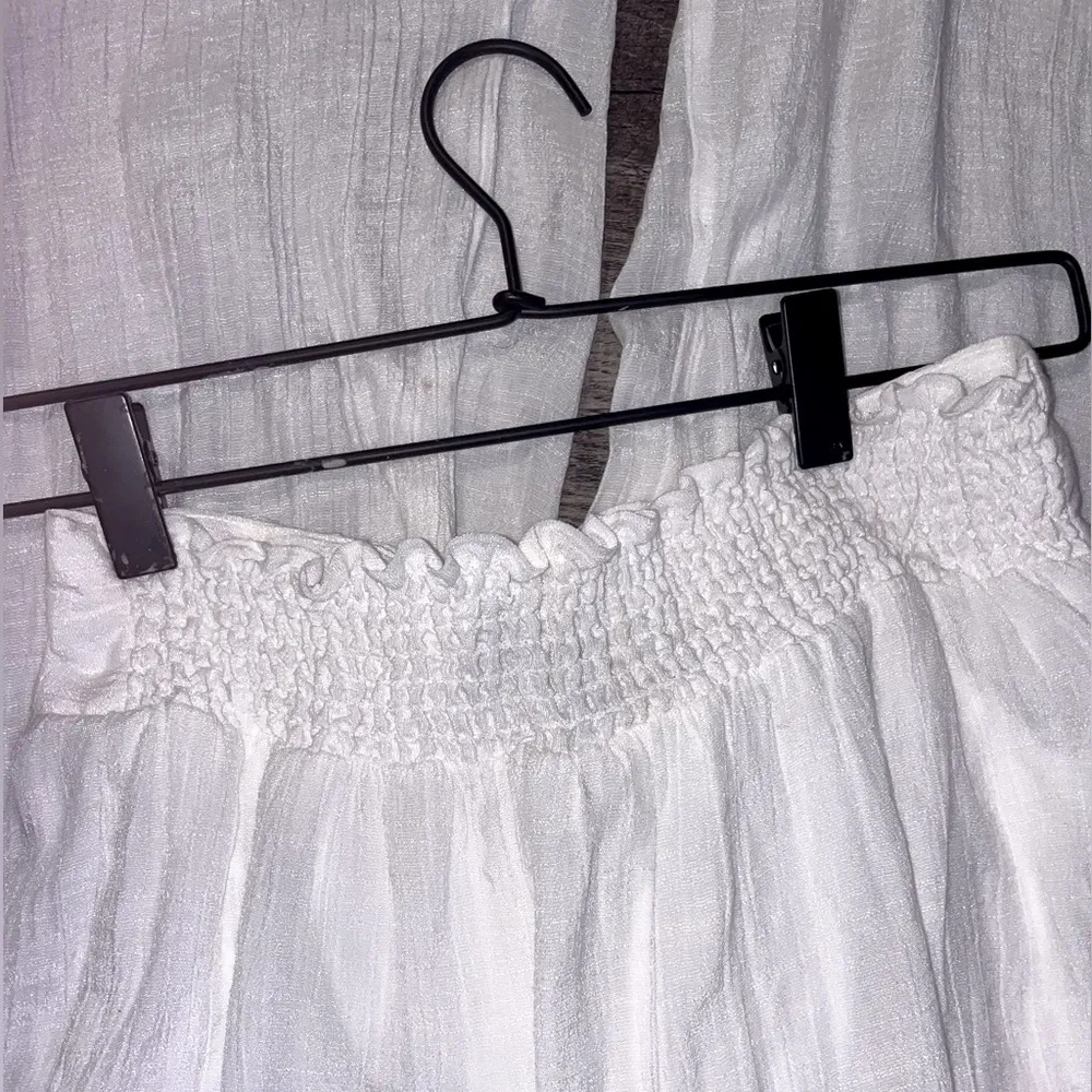 I.N San Francisco Wide Leg Pants Small White Bow Cropped Flowy Casual BOHO linen - Image 12