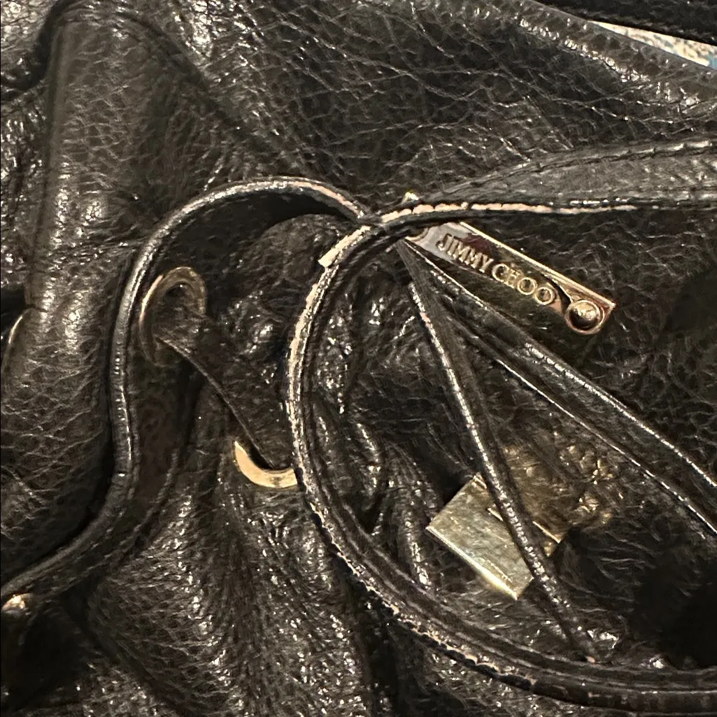 JIMMY CHOO BLACK SOFT LEATHER HANDBAG - Image 10