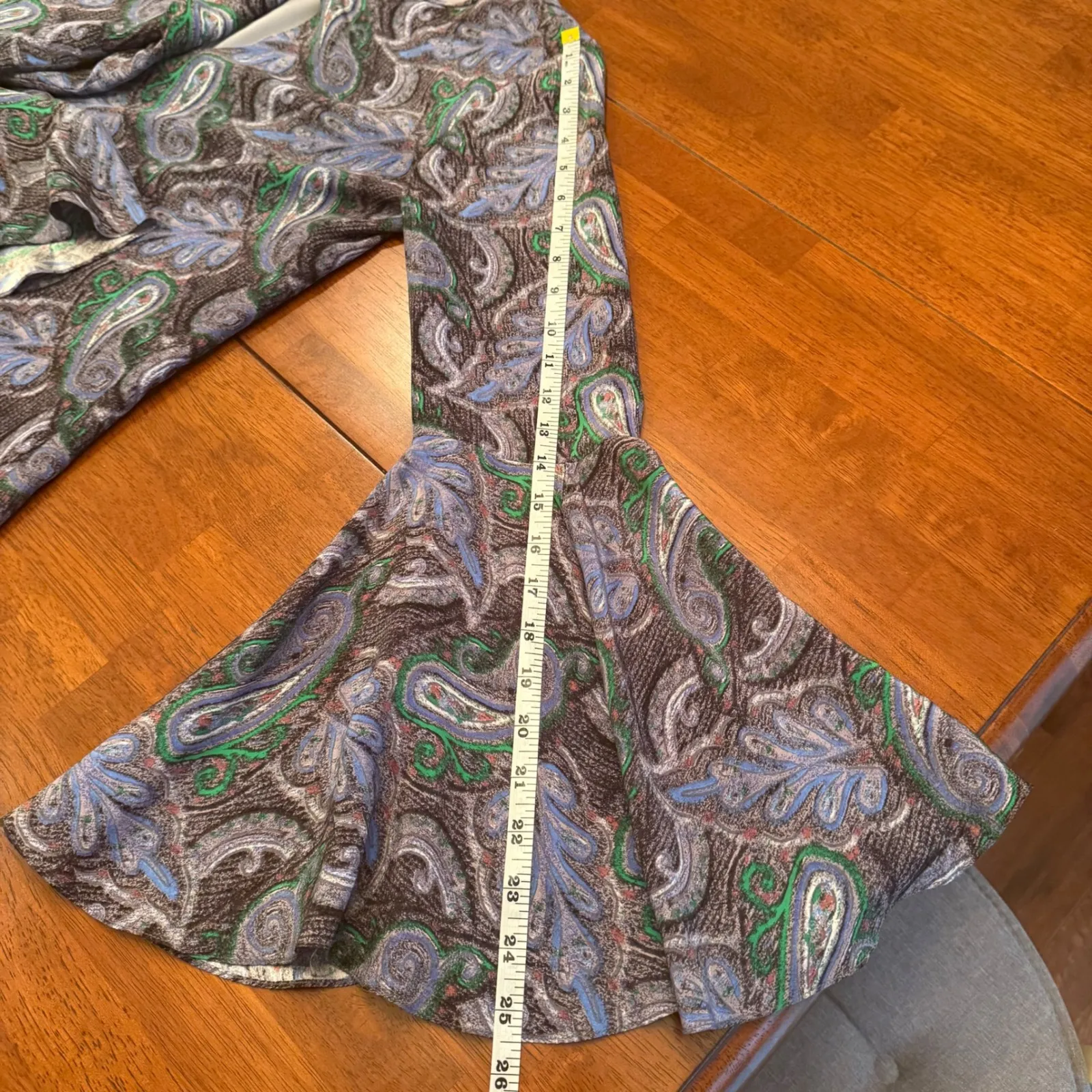 Elizabeth and James Silk Bell‎ Sleeve Dress Paisley Blue Green Size Small - Image 9