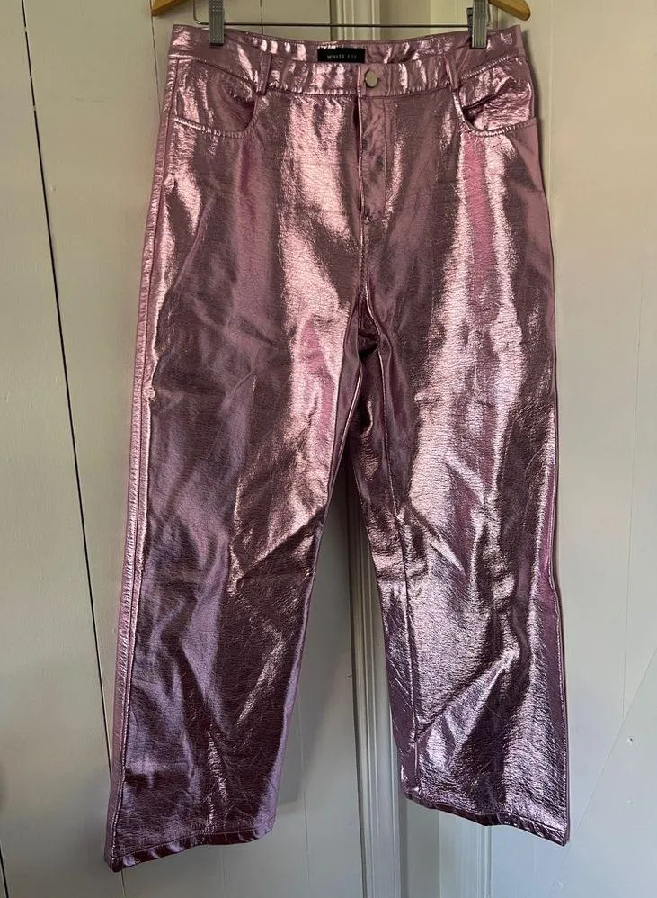White Fox Boutique Pink Metallic Pants - Image 8