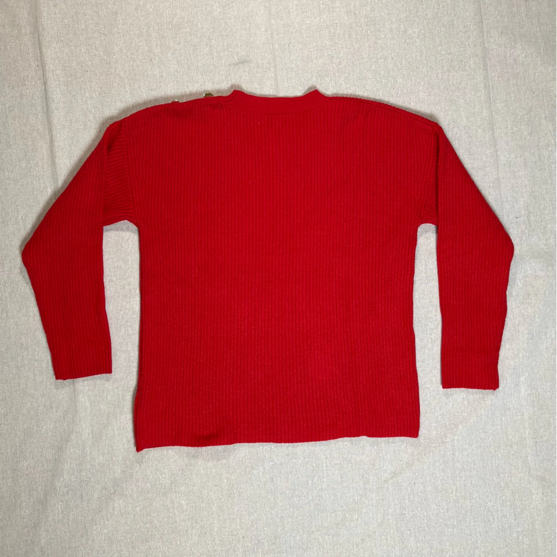 Primark Red Pullover Sweater With Gold Shoulder Buttons - Small - Image 2