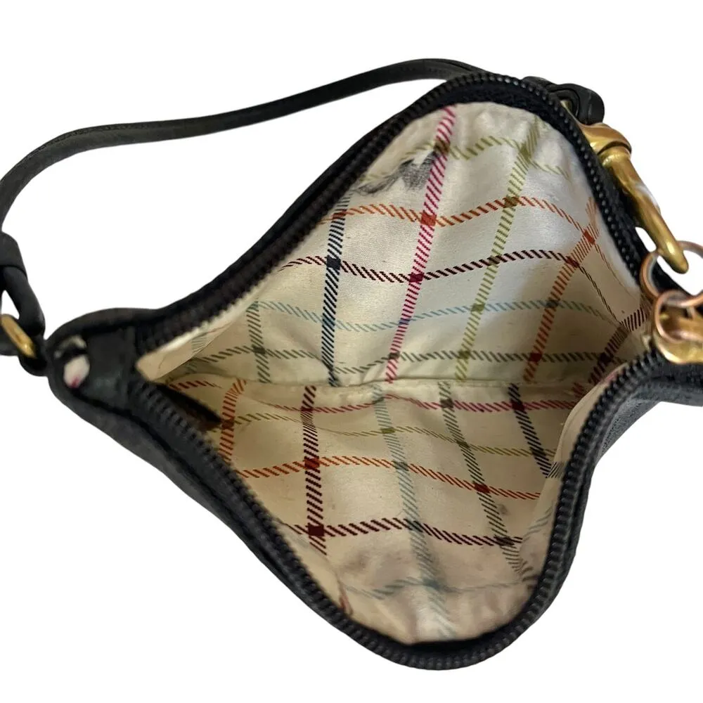 Vintage  Black Jacquard Signature Skinny Wristlet Bag Purse - Image 4