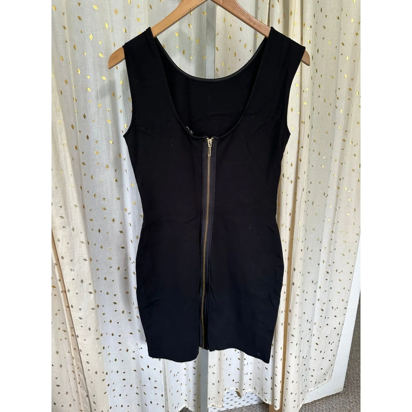 Vintage Y2K Juicy Couture Solid Black Exposed Back Zipper Ponte Mini Dress M - Image 4