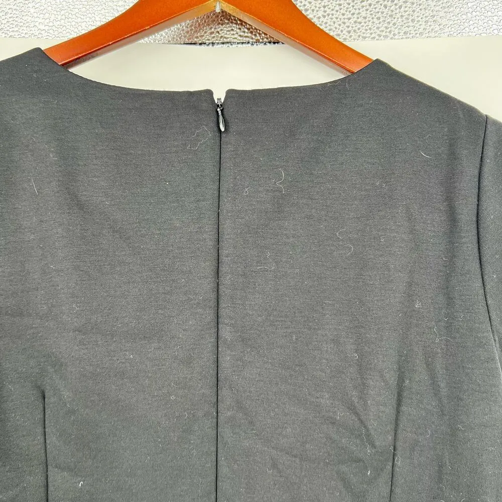 NEW Talbots black with white fringe trim sheath dress short sleeve 10 petite - Image 5