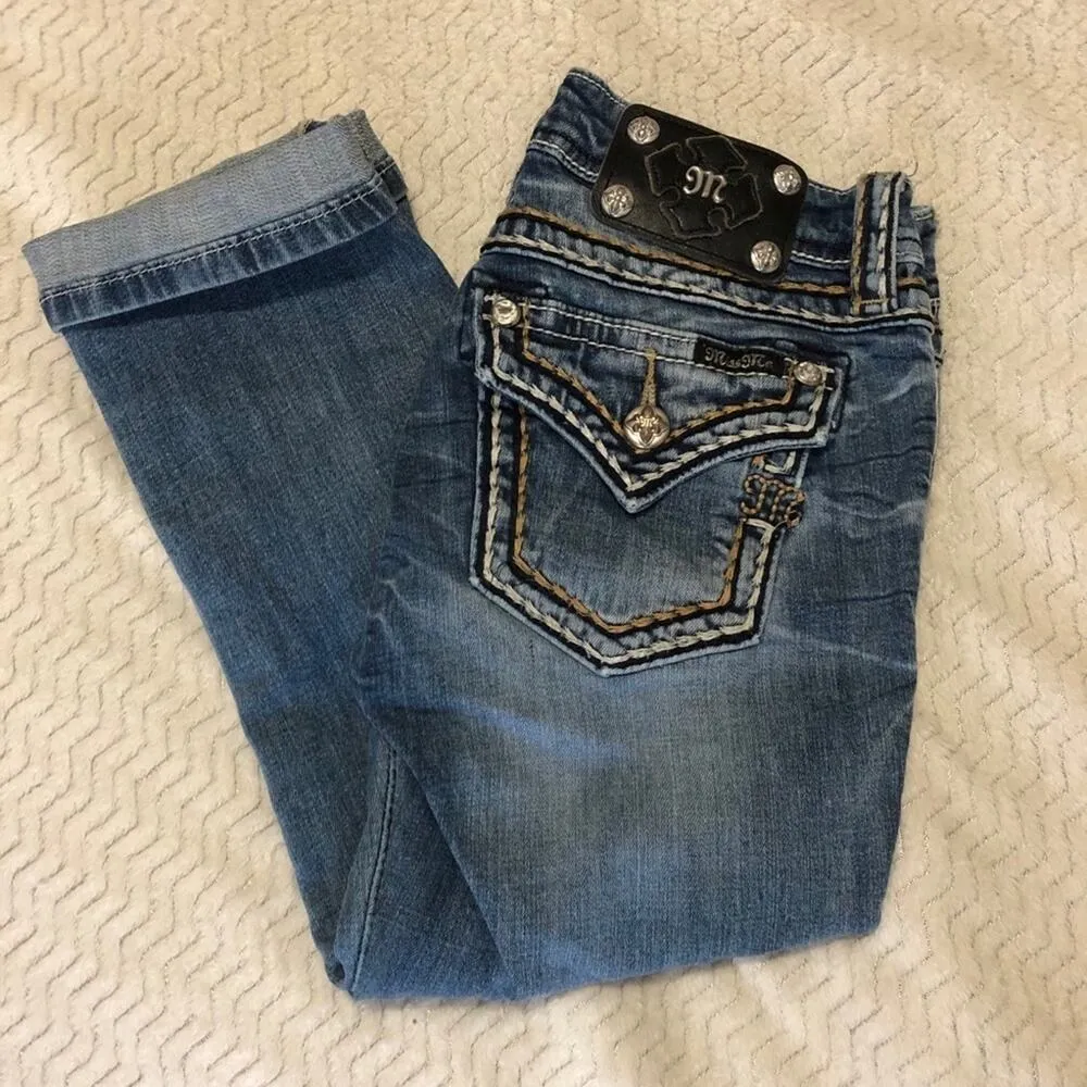 Miss Me Signature Cuffed Cropped Denim Jeans Womens 25 Y2K Capri Bratz Brittney - Image 2