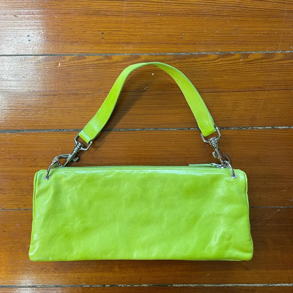 Lumiani Neon Green & Yellow Leather Bag / Made in a Italy - Image 13