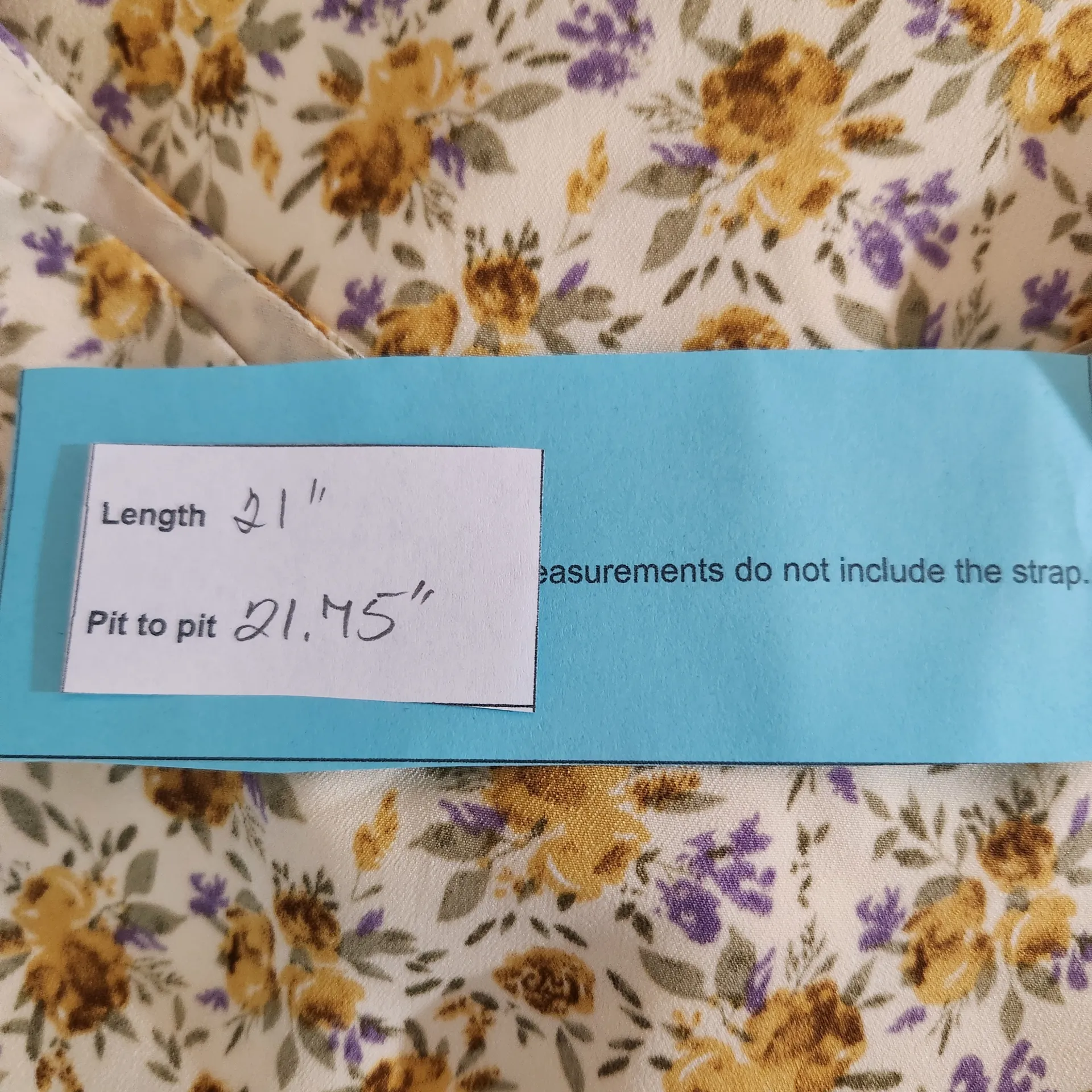 Skies are Blue Butter Yellow Floral Tank Top with Double Straps NWT Size XL - Image 2