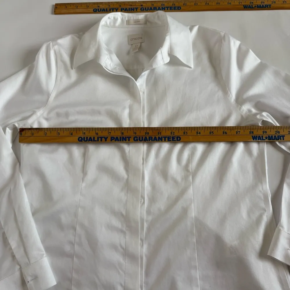 Chico's White tailored Classic Timeless no iron Button Blouse size small medium - Image 4
