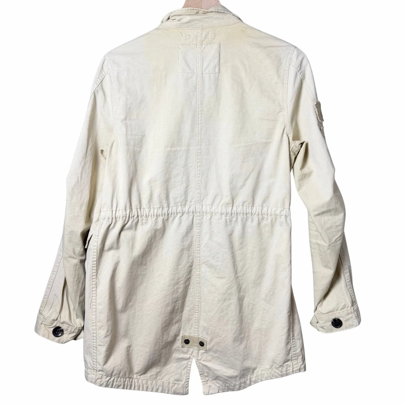 Bershka Cream Utility Trench Coat Jacket Arm Patches Womens US Size XS - Image 2