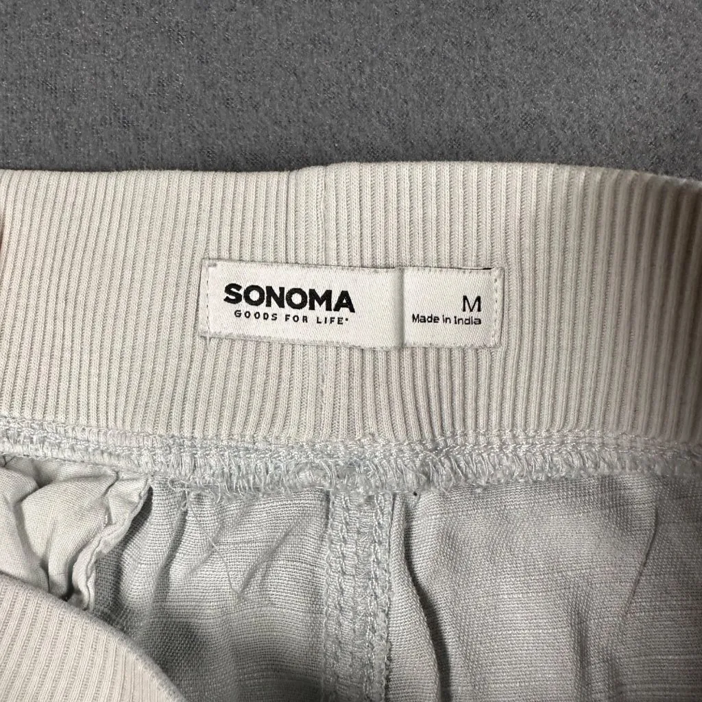 Sonoma  Womens Medium Light Gray Linen Blend Pull-On Shorts Elastic Waist Pockets - Image 7