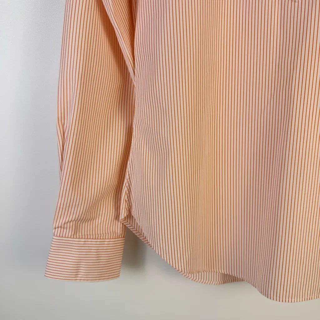 Ann Mashburn Orange White Striped Cotton Popover Shirt Blouse USA - Image 6