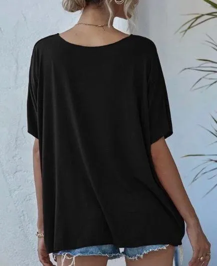 SheIn V-neck Batwing Sleeve Slouchy Tee - Image 2