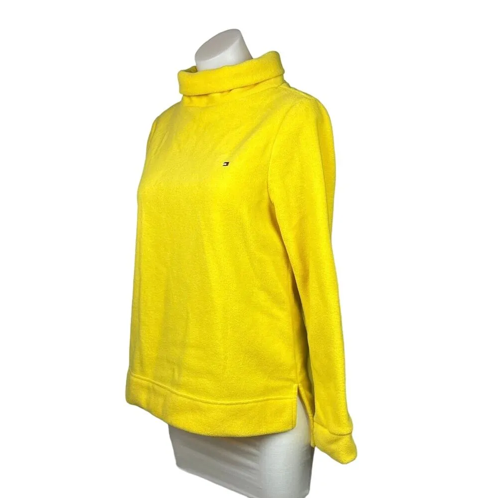 Tommy Hilfiger Womens Yellow Terry Fleece Turtleneck Long Sleeve Sweater Size S - Image 2