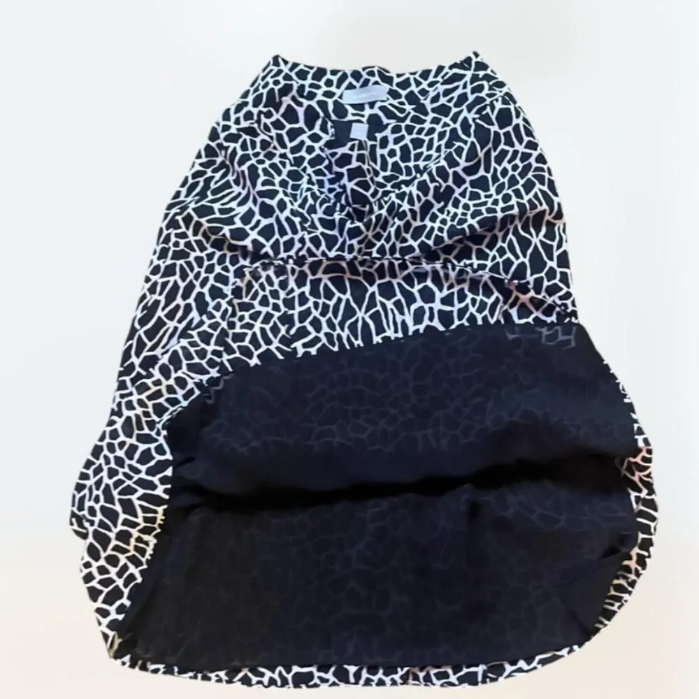 Y2k 2000s Liz Claiborne midi ruffle A-line skirt giraffe print animal Women s 8 - Image 3
