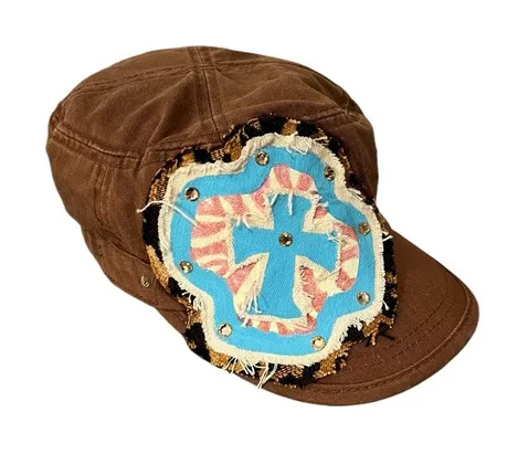 Alternative Apparel Embellished Bohemian Cross Train Conductor Canvas Cap Hat OS - Image 1