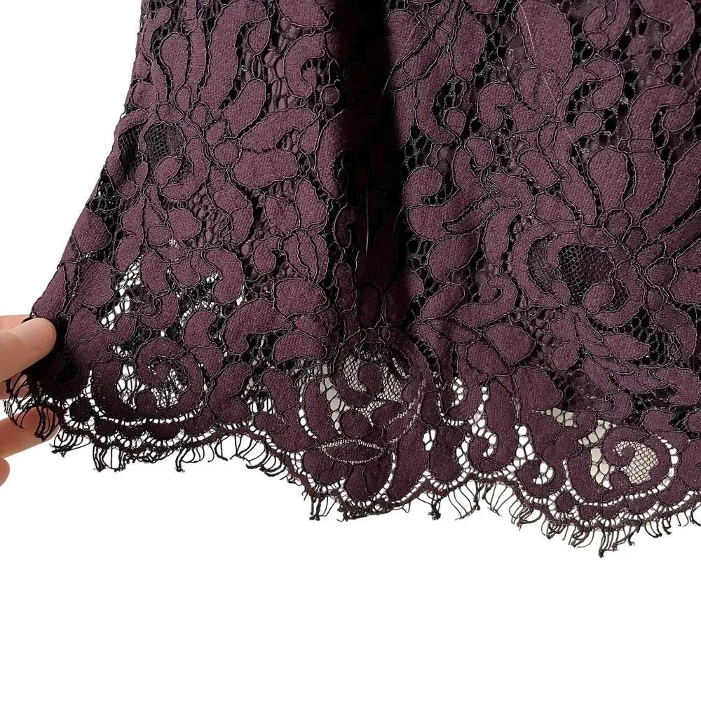 Cupcakes and Cashmere purple lace off the shoulder mauve burgundy knee length - Image 6