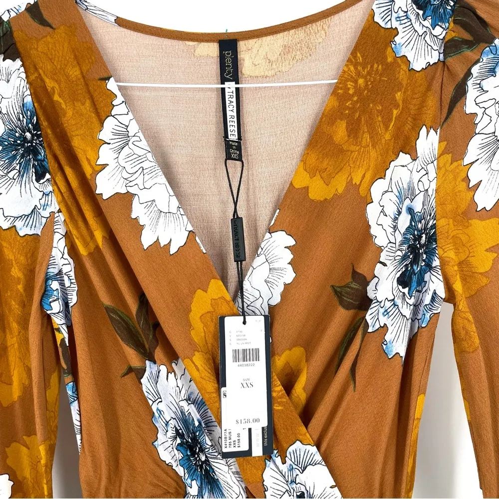 Anthropologie NWT Plenty by Tracy Reese Aleah Floral Ruffle Orange Midi Dress - Image 6