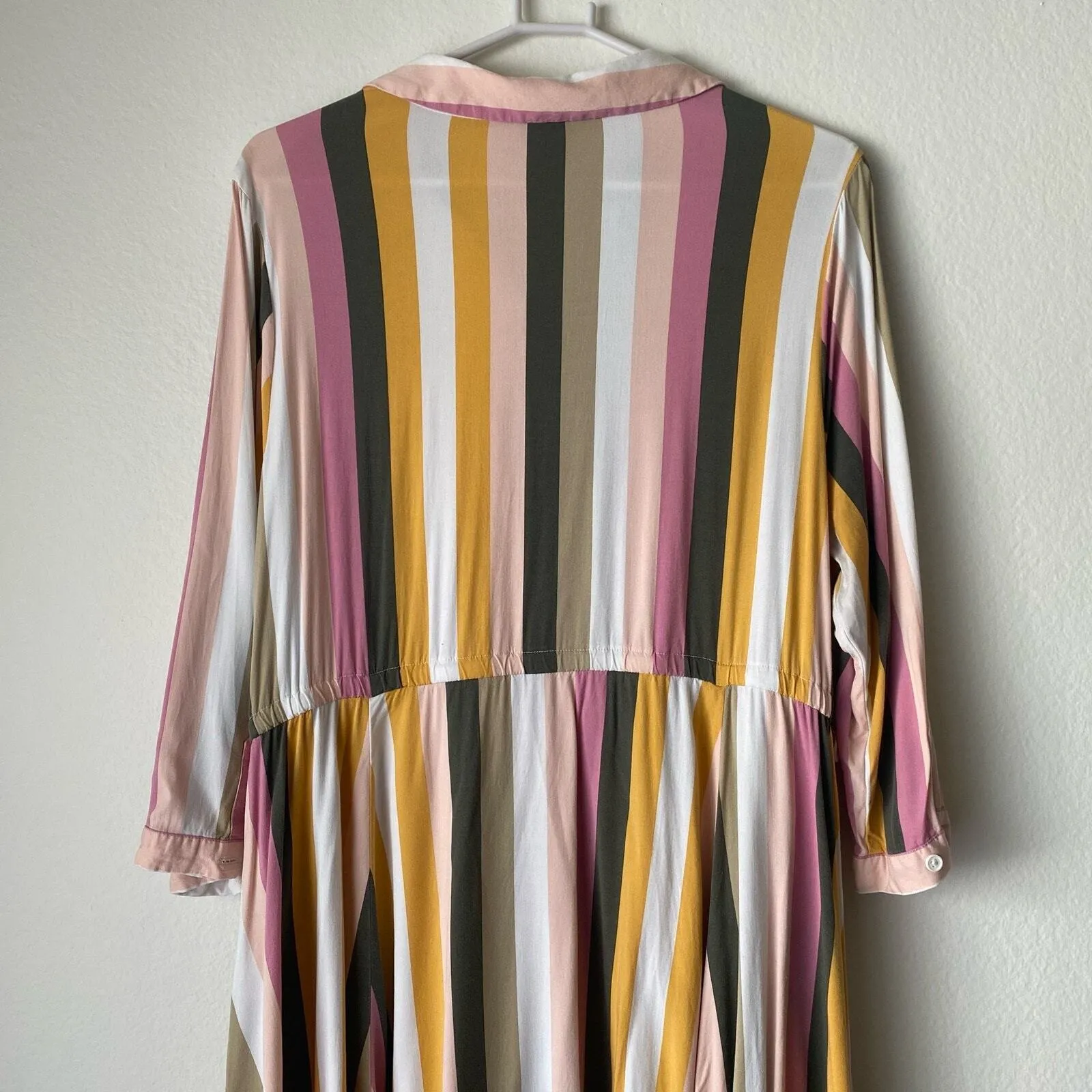 Torrid Striped Shirt Dress Button Front Elastic Waist Midi sz 2 Boho - Image 5