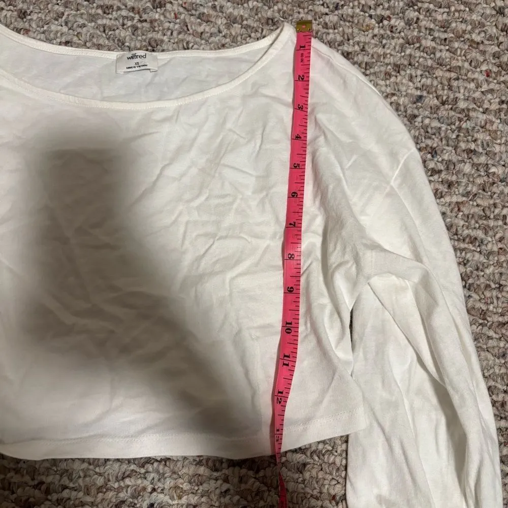 Aritzia Wilfred Crop Scrunch Cuff Long Sleeve White Top- Size XS - Image 5