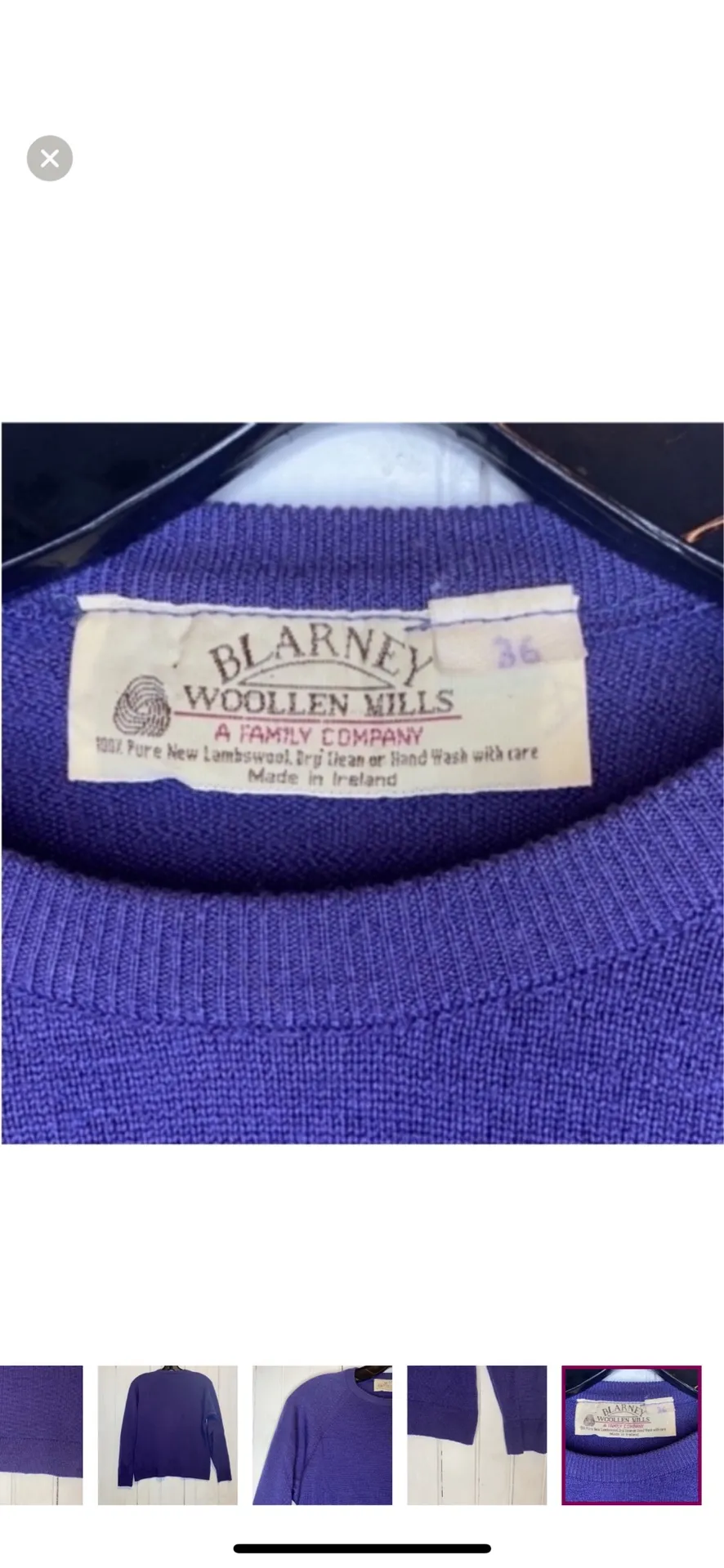 Blarney Woollen Mills Wool Sweater Purple Size M - Image 6