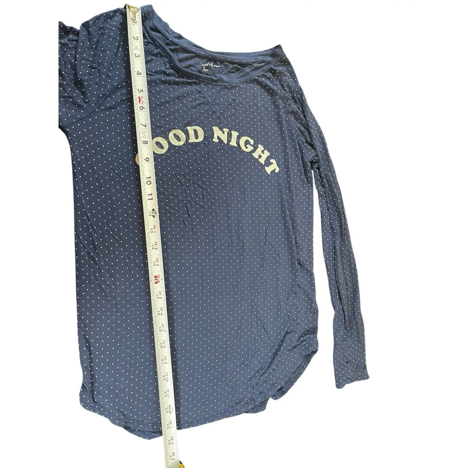 Love by Gap Women’s S Navy Polka Dot Long Sleeve Sleep Shirt “goodnight” Soft - Image 7