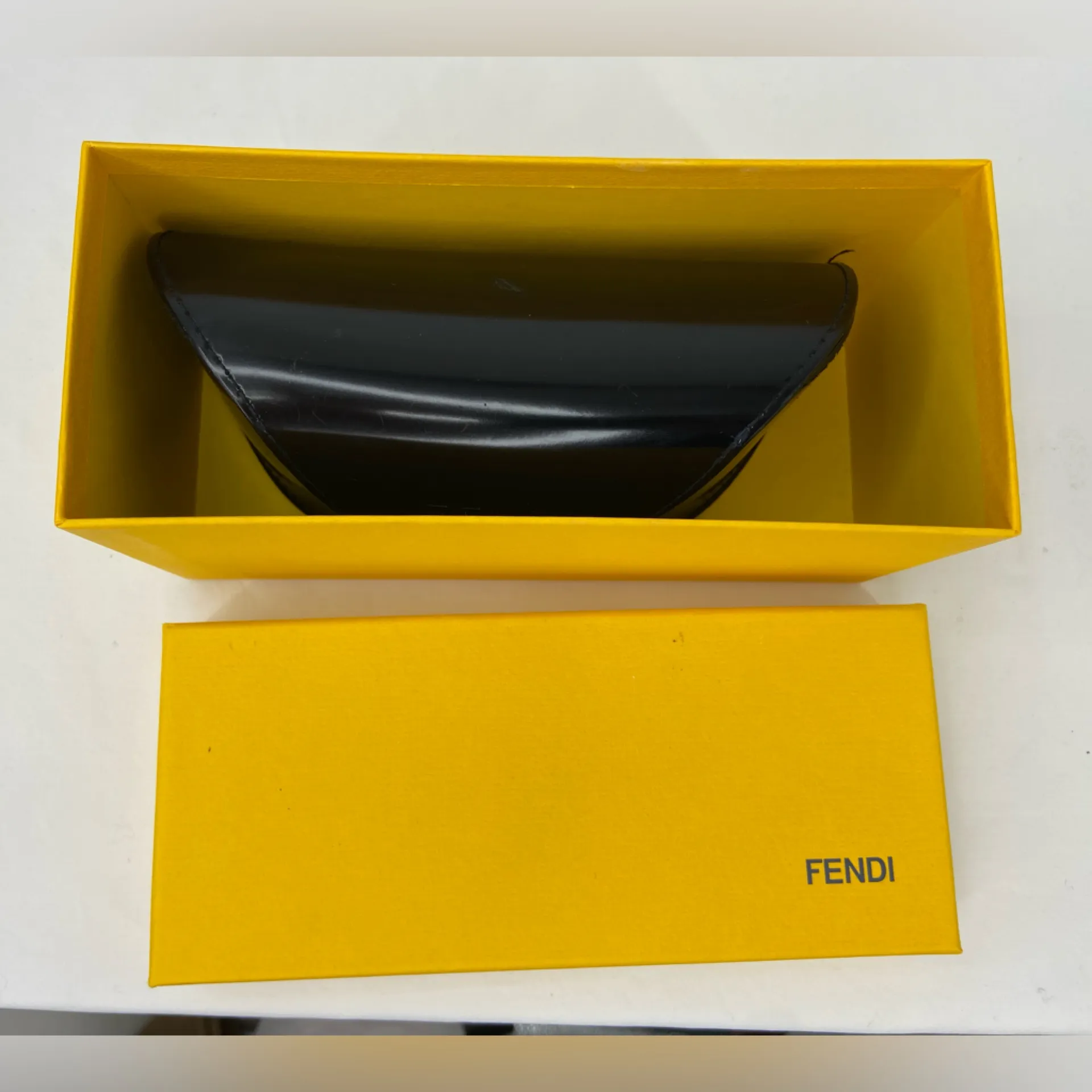 Vintage Fendi Oversized Black Sunglasses with Fendi Case and Fendi Yellow Box - Image 7