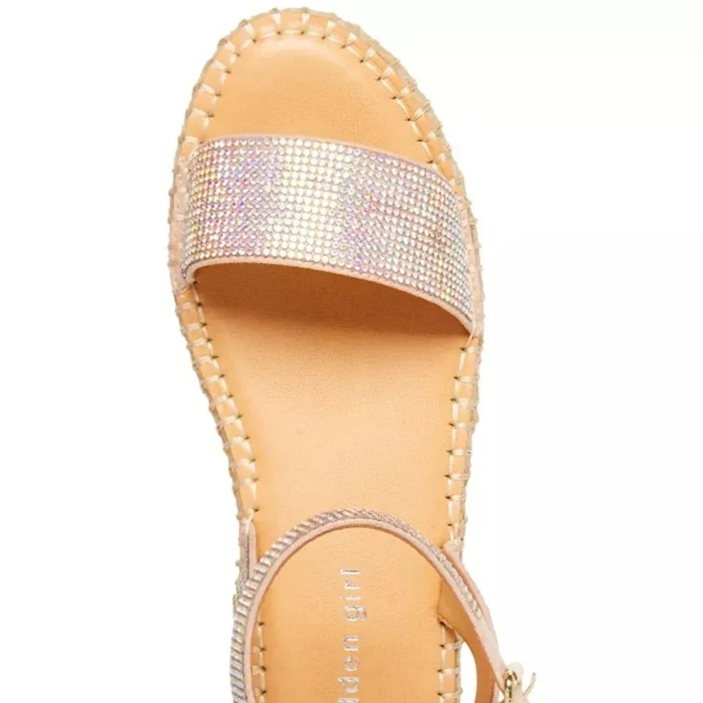 Madden Girl Sz 10 Blossom Rhinestone Flatform Espadrille Sandals Sparkle Strappy - Image 3