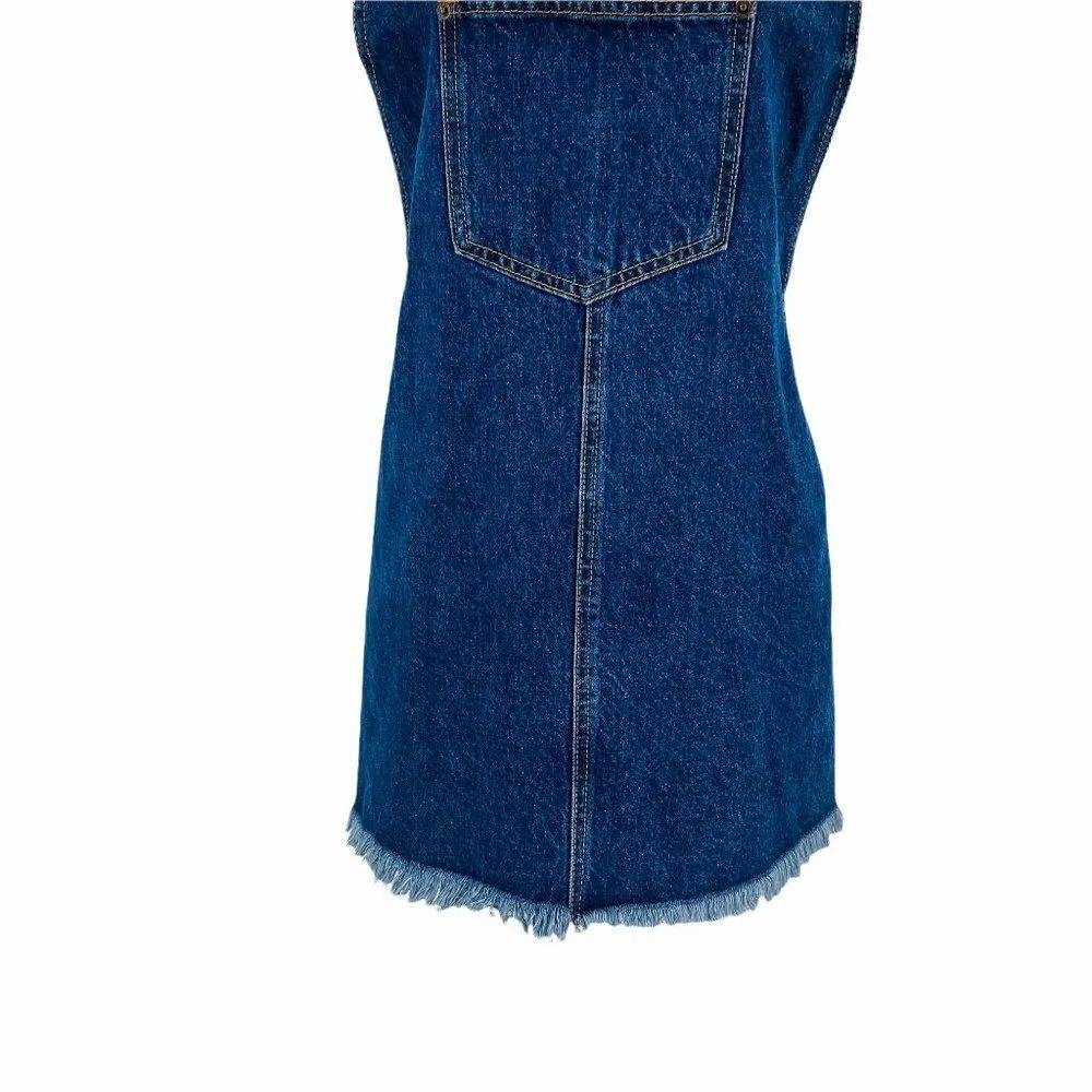 2/$30 Forever 21 Medium Wash Blue Denim Jean Overall Dress S - Image 6